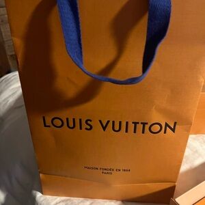 Louis Vuitton Signature Orange Bag with Blue Handles